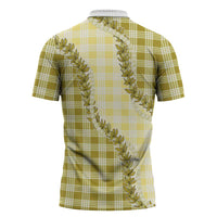 Yellow Hawaii Palaka Zipper Polo Shirt Hawaiian Pikake Lei LT05 - Polynesian Pride
