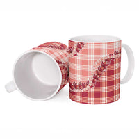 Red Hawaii Palaka Ceramic Mug Hawaiian Pikake Lei LT05 - Polynesian Pride