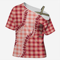 Red Hawaii Palaka Cross Shoulder Shirt Hawaiian Pikake Lei LT05 Female Red - Polynesian Pride