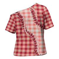 Red Hawaii Palaka Cross Shoulder Shirt Hawaiian Pikake Lei LT05 - Polynesian Pride