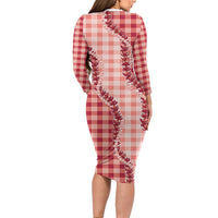 Red Hawaii Palaka Family Matching Long Sleeve Bodycon Dress and Hawaiian Shirt Hawaiian Pikake Lei