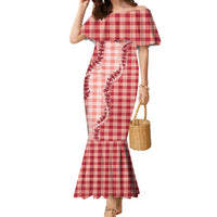 Red Hawaii Palaka Family Matching Mermaid Dress and Hawaiian Shirt Hawaiian Pikake Lei