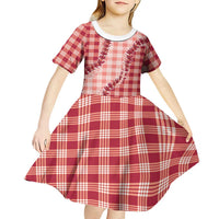 Red Hawaii Palaka Kid Short Sleeve Dress Hawaiian Pikake Lei LT05 - Polynesian Pride