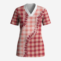 Red Hawaii Palaka Scrub Top Hawaiian Pikake Lei LT05 Adult Red - Polynesian Pride