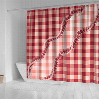Red Hawaii Palaka Shower Curtain Hawaiian Pikake Lei LT05 - Polynesian Pride