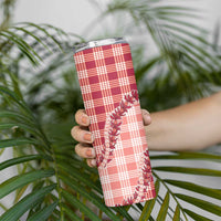 Red Hawaii Palaka Skinny Tumbler Hawaiian Pikake Lei LT05 - Polynesian Pride