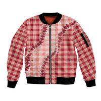 Red Hawaii Palaka Sleeve Zip Bomber Jacket Hawaiian Pikake Lei LT05 Unisex Red - Polynesian Pride