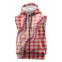 Red Hawaii Palaka Sleeveless Zip Hoodie Hawaiian Pikake Lei LT05 Red - Polynesian Pride