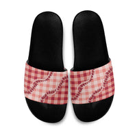Red Hawaii Palaka Slide Sandals Hawaiian Pikake Lei LT05 Red - Polynesian Pride