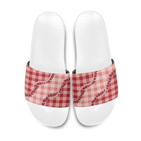 Red Hawaii Palaka Slide Sandals Hawaiian Pikake Lei LT05 Red - Polynesian Pride