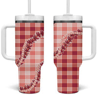 Red Hawaii Palaka Tumbler With Handle Hawaiian Pikake Lei LT05 One Size: 40 oz Red - Polynesian Pride