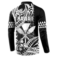 Hawaii Maui Upena Kiloi Button Sweatshirt Kakau Tribal Pattern Black Version LT05 - Polynesian Pride