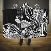 Hawaii Maui Upena Kiloi Hooded Blanket Kakau Tribal Pattern Black Version LT05 One Size Black - Polynesian Pride