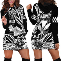 Hawaii Maui Upena Kiloi Hoodie Dress Kakau Tribal Pattern Black Version LT05 - Polynesian Pride