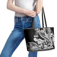 Hawaii Maui Upena Kiloi Leather Tote Bag Kakau Tribal Pattern Black Version LT05 - Polynesian Pride