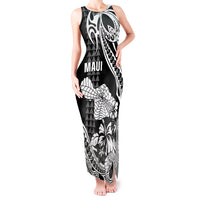 Hawaii Maui Upena Kiloi Tank Maxi Dress Kakau Tribal Pattern Black Version LT05 Women Black - Polynesian Pride
