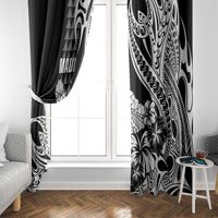 Hawaii Maui Upena Kiloi Window Curtain Kakau Tribal Pattern Black Version LT05 - Polynesian Pride