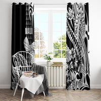 Hawaii Maui Upena Kiloi Window Curtain Kakau Tribal Pattern Black Version LT05 - Polynesian Pride