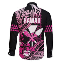 Hawaii Maui Upena Kiloi Family Matching Short Sleeve Bodycon Dress and Hawaiian Shirt Kakau Tribal Pattern Pink Version LT05 - Polynesian Pride