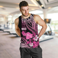 Hawaii Maui Upena Kiloi Men Tank Top Kakau Tribal Pattern Pink Version LT05 Pink - Polynesian Pride