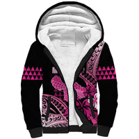 Hawaii Maui Upena Kiloi Sherpa Hoodie Kakau Tribal Pattern Pink Version LT05 Unisex Pink - Polynesian Pride