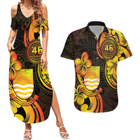 Personalised Kiribati Independence Day Couples Matching Summer Maxi Dress and Hawaiian Shirt 46th Anniversary