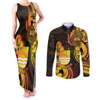 Personalised Kiribati Independence Day Couples Matching Tank Maxi Dress and Long Sleeve Button Shirt 46th Anniversary