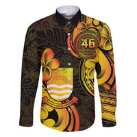 Personalised Kiribati Independence Day Family Matching Long Sleeve Bodycon Dress and Hawaiian Shirt 46th Anniversary