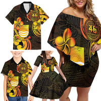 Personalised Kiribati Independence Day Family Matching Off Shoulder Short Dress and Hawaiian Shirt 46th Anniversary