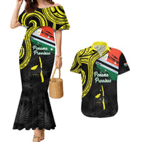 Personalised Vanuatu Penama Day Couples Matching Mermaid Dress and Hawaiian Shirt Grunge Flag Style - Polynesian Pride