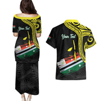 Personalised Vanuatu Penama Day Couples Matching Puletasi and Hawaiian Shirt Grunge Flag Style LT05 - Polynesian Pride