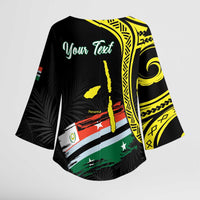 Personalised Vanuatu Penama Day Kimono Sleeve Blouse Grunge Flag Style - Polynesian Pride