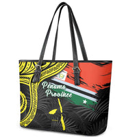 Vanuatu Penama Day Leather Tote Bag Grunge Flag Style - Polynesian Pride