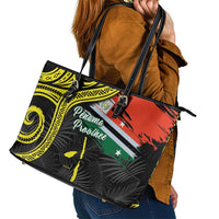 Vanuatu Penama Day Leather Tote Bag Grunge Flag Style - Polynesian Pride