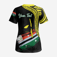Personalised Vanuatu Penama Day Scrub Top Grunge Flag Style LT05 - Polynesian Pride