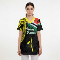Personalised Vanuatu Penama Day Scrub Top Grunge Flag Style LT05 - Polynesian Pride