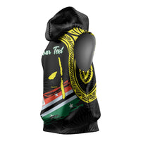 Personalised Vanuatu Penama Day Sleeveless Hoodie Grunge Flag Style - Polynesian Pride