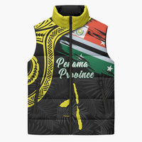 Personalised Vanuatu Penama Day Sleeveless Puffer Jacket Grunge Flag Style LT05 Unisex Black - Polynesian Pride
