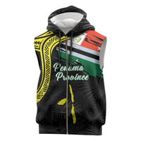 Personalised Vanuatu Penama Day Sleeveless Zip Hoodie Grunge Flag Style LT05 Black - Polynesian Pride