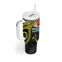 Personalised Vanuatu Penama Day Tumbler With Handle Grunge Flag Style - Polynesian Pride
