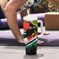 Personalised Vanuatu Penama Day Tumbler With Handle Grunge Flag Style - Polynesian Pride