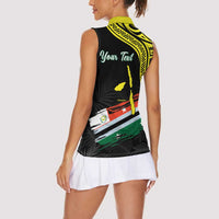 Personalised Vanuatu Penama Day Women Sleeveless Polo Shirt Grunge Flag Style LT05 - Polynesian Pride
