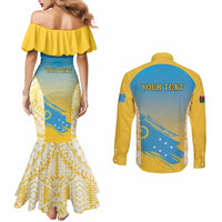 Personalised Vanuatu Sanma Day Couples Matching Mermaid Dress and Long Sleeve Button Shirt Special Style LT05 - Polynesian Pride