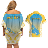 Personalised Vanuatu Sanma Day Couples Matching Off Shoulder Short Dress and Hawaiian Shirt Special Style - Polynesian Pride