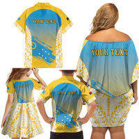 Personalised Vanuatu Sanma Day Family Matching Off Shoulder Short Dress and Hawaiian Shirt Special Style - Polynesian Pride