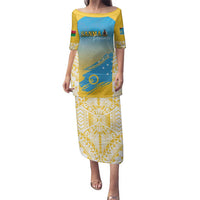Personalised Vanuatu Sanma Day Family Matching Puletasi and Hawaiian Shirt Special Style LT05 Mom's Dress Yellow - Polynesian Pride