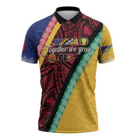 Love Torba PNG Day Zipper Polo Shirt Together We Grow - Polynesian Pride