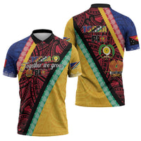 Love Torba PNG Day Zipper Polo Shirt Together We Grow - Polynesian Pride