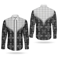 Black Hawaii Paniolo Quilt Motif Couples Matching Short Sleeve Bodycon Dress and Long Sleeve Button Shirt LT05 - Polynesian Pride