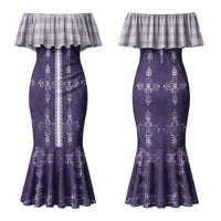 Purple Hawaii Paniolo Quilt Motif Couples Matching Mermaid Dress and Long Sleeve Button Shirt LT05 - Polynesian Pride
